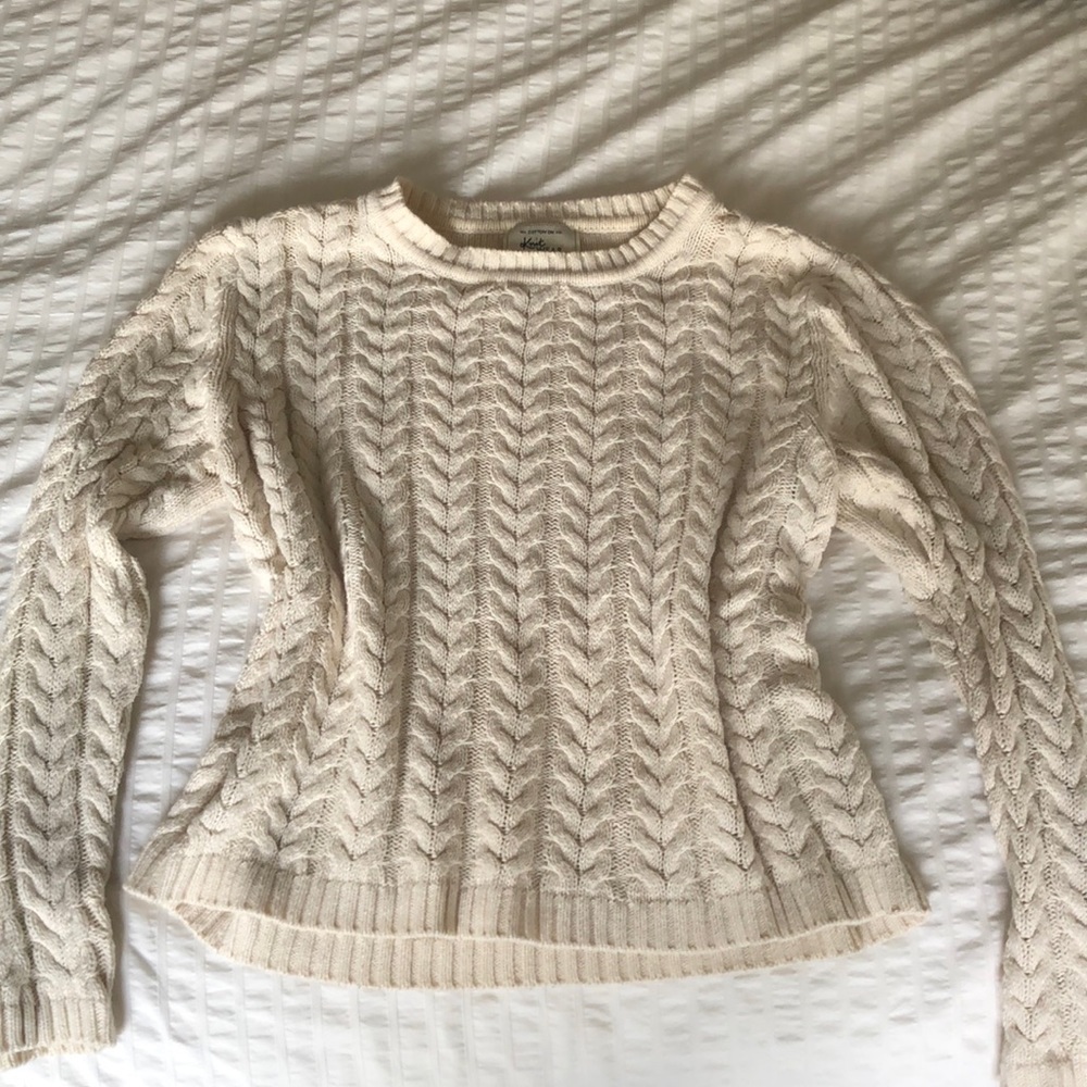 Cream Cotton Knit Sweater